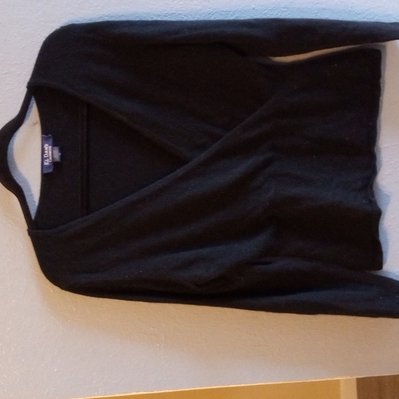 El Daws Cashmere Black Wrap Sweater Top M - Picture 1 of 3